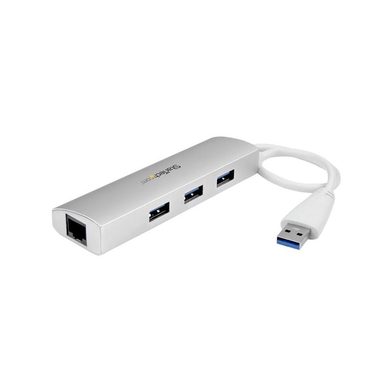 StarTech.com 3-Port Portable USB 3.0 Hub plus Gigabit Ethernet - Built-In Cable | StarTech.com Network Cards & Adapters