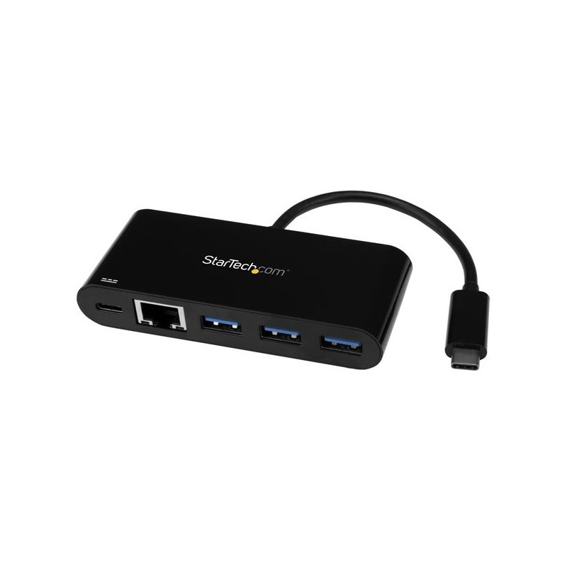 StarTech.com 3-Port USB-C Hub with Gigabit Ethernet and Power Delivery - USB-C to 3x USB-A - USB 3.0 Hub | StarTech.com Network 