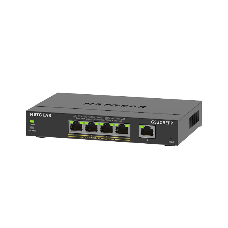 Netgear GS305EPP Managed L3 Gigabit Ethernet (10/100/1000) Power over Ethernet (PoE) Black