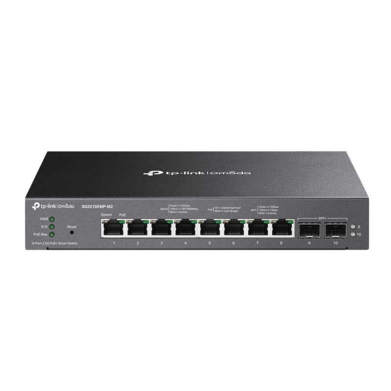 P-Link Omada 8-Port 2.5GBASE-T and 2-Port 10GE SFP+ Smart Switch with 8-Port PoE+